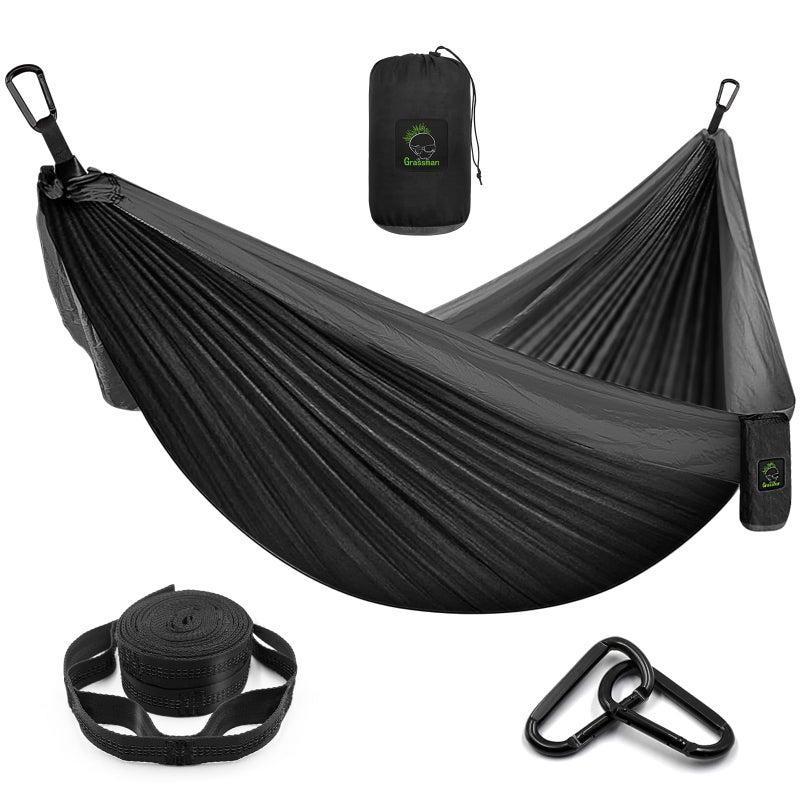 Grassman Camping Hammock Double & Single Portable Hammock with Tree Straps, Lightweight Nylon Parachute Hammocks Camping Accessories Gear for Indoor Outdoor Backpacking, Travel, Hiking, Beach - Image 1